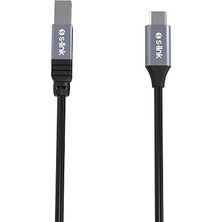 MSP SL-U2004 Type-C To Usb-B Yazıcı Kablosu, 1.5 Metre USB C Metal Başlıklı Siyah Printer Kablo, Usb-C Laptop MacBook Pc ile Usb-B Yazıcı Tarayıcı Fotokopi Bağlantı Kablosu, 480MBPS Veri Aktarım