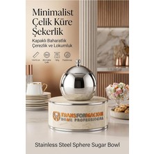 MSP Küre Şekerlik Lüks Baharatlık Çerezlik ve Lokumluk - 10X10 cm - Kapaklı Ayna Parlaklığında Minimalist Metal Sunum Kasesi Paslanmaz Çelik 723321