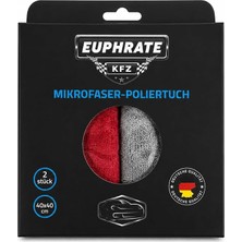 MSP Kfz 2'li Kadife Mikrofiber Temizlik Bezi 40X40 cm – Araç, Cam, Ev ve Hassas Yüzeyler Için Yüksek Emici Mikrofiber Bez (Gri & Kırmızı)