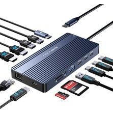 MSP Çift Monitör Yerleştirme Istasyonu, HDMI 4K @ 60 Hz, 14'ü 1 Arada Dizüstü Bilgisayar Yuvası, 10 Gbit/s (Usb-C Video + Veri, 3 x USB C, USB A) Ethernet, 100 W Pd, Sd/tf, 3,5 mm Ses, Siyah