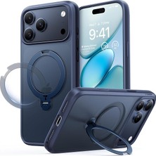 MSP Q3 360 Spin iPhone 17 Pro Max Için Manyetik Stand, Magsafe ile Uyumlu, Askeri Sınıf Koruma, Kamera Kontrolü, Dahili Kickstand 17 Pro Max Telefon Kılıfı 6,9 Inç, Koyu Mavi