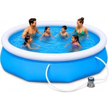 MSP Boy Şişme Havuz, 3.05 Metre Çaplı Büyük Aile Havuzu, 3 Katmanlı Dayanıklı Pvc Uv Güneşe Dayanıklı, Çift Yönlü Hava Akışlı Yetişkin Çocuk Ev Bahçe Yazlık Kullanımı Için Büyük Boy Şişme Havuz