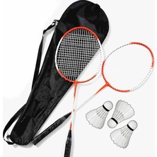MSP Çantalı Pro Badminton Seti 2 Adet Badminton Raketi 3 Adet Badminton Topu Pro Badminton Set Kırmızı-Beyaz