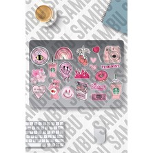 MSP Aesthetic Temalı Sticker Etiket Seti 3 - Pembe Sticker - Laptop Notebook Telefon