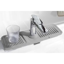 MSP Home Musluk Matı, Eviye Matı,elastik Musluk Matı Su Tutucu Düzenleyici Kaydırmaz Taban Organizer Mutfak Banyo Lavabo,musluk Matı Silikon (Gri)