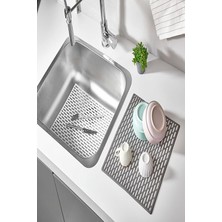 MSP Nesil Dikdörtgen Silikon Lavabo Buzluk Matı 33X28 cm Antrasit Siyah Renk Lavabo Matı