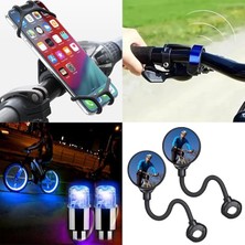 MSP Parça Bisiklet ve Scooter Aksesuar Seti, 2 x Bisiklet Aynası, Telefon Tutucu, Zil, 2'li Sibop Işığı