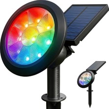 MSP LED Solar Kazıklı Çim Armatür Cata Güneş Enerjili LED Işık Çim Lambası Bahçe Ağaç Çalı Duvar Aydınlatma (Rgb)