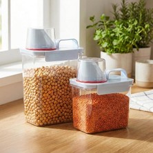 MSP 2’li Saklama Kabı – Sıkı Kapanan Ölçekli Kapak, Sızdırmaz Erzak Bakliyat ve Deterjan Için Çok Amaçlı Set (1100 ml 1800 Ml)