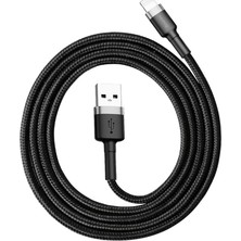 MSP Cafule Serisi, 2.4 A Usb-A & Lightning Şarj Kablosu & Data Aktarım Kablosu, 1 Metre, Gri - Siyah