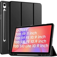 MSP Samsung Galaxy Tab S10 Lite/ S10 Fe 10.9" 2025/ S9 Fe 10.9" /s9 11 Inç Için S Pen Tutucu - Ultra Ince Dik Durma Fonksiyonlu Ince Pu Deri Koruyucu Kılıf (Siyah)