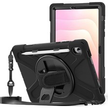 MSP Samsung Galaxy Tab S11 SM-X730 X736B ile Uyumlu Kılıf Silikon Standlı Darbe ve Şok Korumalı Ayarlanabilir Askılı Tank Tablet Kılıfı