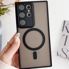 MSP Samsung Galaxy S24 Plus ile Uyumlu Kılıf Magnetic Wireless Magsafe ile Uyumlu Full Color Kamera Lens Korumalı Buzlu Transparan Kapak Siyah