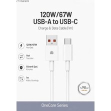 MSP 120W/67W Usb-A To Usb-C Hızlı Şarj ve Data Kablosu 1m Beyaz