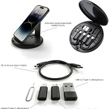MSP Solid Çok Fonksiyonlu Veri Kablo Seti, Usb-C, Lightning, Micro Usb, USB ve Sım Kart Iğneli Kablo Kutusu, Usb-A/usb-C/lightning/micro USB Dönüştürücü Kablo Kiti Ed-11