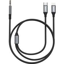 MSP Type C Iphone Lightning To 3.5mm Aux Kumaş Örgülü Ses Kablosu 2in1 Dac Çipli Stereo Destekli
