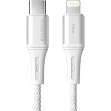 MSP Type C-Lightning Örgülü 27WATT Pd Hızlı Şarj Kablosu, Beyaz/gümüş Metal (100 Cm)