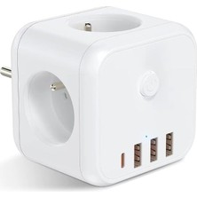 MSP Ac Priz Soketli 3 Usb+Type-C Akım Korumalı, 7 In 1 Priz, 16A Maks, 4000W