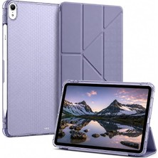 MSP [kalem Bölmeli] iPad Air 11 2024 Tablet Kılıfı, Indigo, M2 Çipli Apple Tablet Kabı, 4 Kademeli Katlanır Stand, Petek Dokulu Şeffaf Silikon Arka, Kalem Yuvalı Kapak