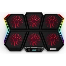 MSP AD-RX44 X-Gale Siyah 6 Fan 12 Işık Modlu 7 Açılı Notebook Soğutucu Stand