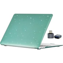 MSP MacBook Air M1 Kılıfı 13.3 Inç A2337 A2179 A1932 Uyumlu Şeffaf Simli Kristal Parlak Sert Kapak Hard Case Koruyucu Kılıf Çizilme Önleyici Laptop Kılıfı Koyu Yeşil