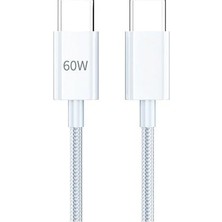MSP 60W Örgülü Hızlı Şarj ve Data Kablosu Beyaz AZ-06AB (60W Type-C To Type-C Beyaz)