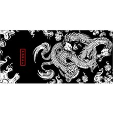 MSP Gaming Mouse Pad 120X60 cm Xxxl Büyük Dikişli Kenar Speed Oyuncu Mouse Pad(Topographic Black) (Dragon)
