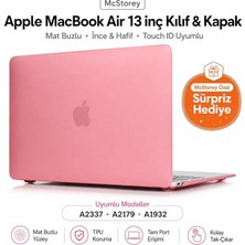 MSP MacBook Air M1 Kılıf A2337 Uyumlu 13 Inç Mat Sert Kılıf A2179 A1932 Parmak Izi Bırakmayan Koruyucu Hard Case Kapak Pembe