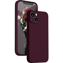 MSP iPhone 13 Ile Uyumlu Kadife Astarlı Bordo Mat Silikon Kılıf – Kamera Korumalı, Şok Emici