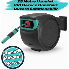 MSP Metre Makaralı Duvara Monteli 180° Döner Hortum Seti Bahçe Su Hortumu 1/2 Sulama Araç Yıkama