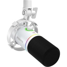 MSP Xlr/usb Dinamik Mikrofon, Yazılımlı Rgb Oyun Mikrofonu, Sessiz, Kazanç Düğmesi, Ses Kontrolü ve Akış, Podcasting, Kayıt Için Kulaklık JAKI-PD200X (Beyaz)