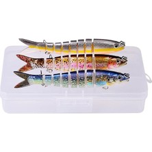 MSP 3 Adet 8 Eklemli 3D Oynak Rapala Sahte Balık Yem Seti Tatlı ve Tuzlu Su Uyumlu Wobblers Swimbait