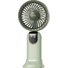 MSP Auhma AUFN19 5 Kademeli Güçlü El Fanı Mini Fan – Şarjlı Taşınabilir Mini Vantilatör, Dijital Ekranlı, Sessiz Çalışma, Uzun Pil Ömrü, Masaüstü & El Tipi Kullanım (Yeşil)