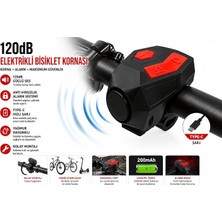 MSP Db USB Type-C Şarjlı Bisiklet Kornası ve Anti Hırsızlık Alarmı | Elektrikli Bisiklet Zili | Scooter, Mtb ve Yol Bisikleti Uyumlu | 200MAH Batarya