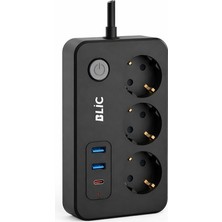 MSP Ftr-02 Akım Korumalı 3lü Grup Priz - 2500W, 20W Pd Usb-C ve 2x Usb-A Hızlı Şarj, 2 Metre