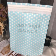 MSP Beyaz Puantiyeli Hediye Torbası Bantlı Hediye Paketi Blue Gift Packet, Doğum Günü Parti 25X30 cm - 2 Adet (Mavi)