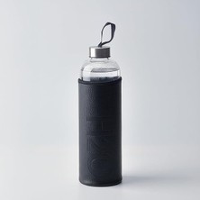 MSP 1 Litre Siyah Deri Kılıflı Cam Matara, Sızdırmaz Kapaklı ve Taşıma Ipli Su Şişesi, Ofis, Spor ve Kamp Için Tasarım Suluk (Bpa Içermez)