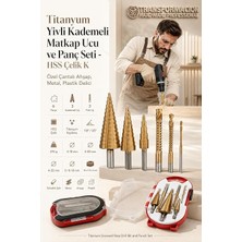MSP 6'lı Titanyum Kaplama Kademeli Matkap Ucu ve Panç Seti - 4-32MM Hss Çelik Kademeli Delik Açma ve Testere Dişli Yivli Matkap Ucu Seti - Özel Çantalı Ahşap, Metal, Plastik Delici 722467