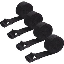 MSP Kayışı, Bağlama Kayışı, Sabitleme Kayışı, 4 Adet, 200 Kg'a Kadar Taşıyabilir, 4'lü Paket, Ayarlanabilir Kayış, Bisiklet, El Arabası, Motosiklet, Bavul, Römork Bağlantısı, Siyah, 2 M