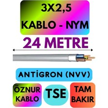 MSP 3x2,5 Nym Antigron Kablo, 24 Metre, Gri