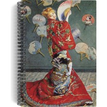 MSP Monet/madame Monet In A Japanese KIMONO,1876 | Spiralli Defter 09 | A5 | Çizgisiz | 100 Sayfa