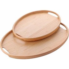 MSP 2'li Bambu Tepsi Seti, Ince Tasarım Özel Üretim Oval 2'li Bambu Tepsi Seti (36 * 26 * 1cm-45 * 31.5 * 1cm)