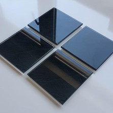MSP 4'lü Takım | Cam Bardak Altlığı | 10CM x 10CM | (Black Rock)