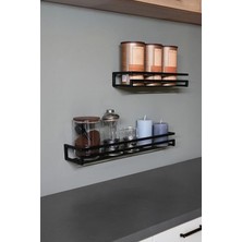 MSP Metal Mutfak Duvar Rafı Seti, Siyah Elektrostatik Toz Boyalı, 50X12X6 cm ve 36X12X6 Cm, 2 Parça, Banyo Koridor Ofis Için