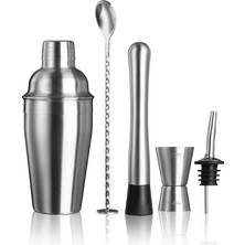 MSP Çelik Kokteyl Shaker Seti, Karıştırma Kaşığı, Jigger, Muddler ve Likör Döküm Ucu Dahil 500 ml