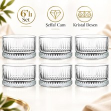MSP 6’lı Kristal Desenli Cam Kase Seti, Şeffaf Yuvarlak 8 Cm, 200 ml Tatlı, Meze ve Çerez Sunum Kasesi, Bulaşık Makinesinde Yıkanabilir