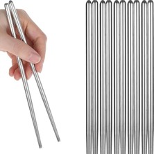 MSP Home 5 Çift Paslanmaz Çelik Chopsticks – Metal Çin Yeme Çubuğu Seti, Kaymaz Sushi ve Noodle Çubuğu, Yeniden Kullanılabilir Makarna ve Yemek Çubuğu Takımı