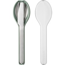 MSP - Çatal Bıçak Takımı 3 Parçalı Ellipse - Yolculuk Için Çatal Bıçak Seti - Bir Bıçak, Çatal ve Kaşıktan Oluşur - Seyahat Kılıflı Çatal Bıçak Takımı - Paslanmaz Çelik - Nordic Sage