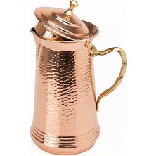 MSP Gaziantep El Dövmeli Kalay Kaplı Bakır Sürahi, 1.8 Litre Kapasite, 27 cm Yükseklik, 13 cm Çap, 0.5mm Kalınlık, Hammered Finish