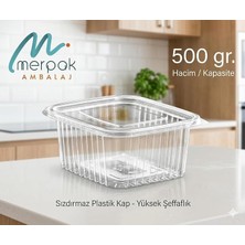 MSP Saklama Kabı 500 gr 100'LÜ Kapaklı Sızdırmaz Kap Şeffaf Kullan At Kase